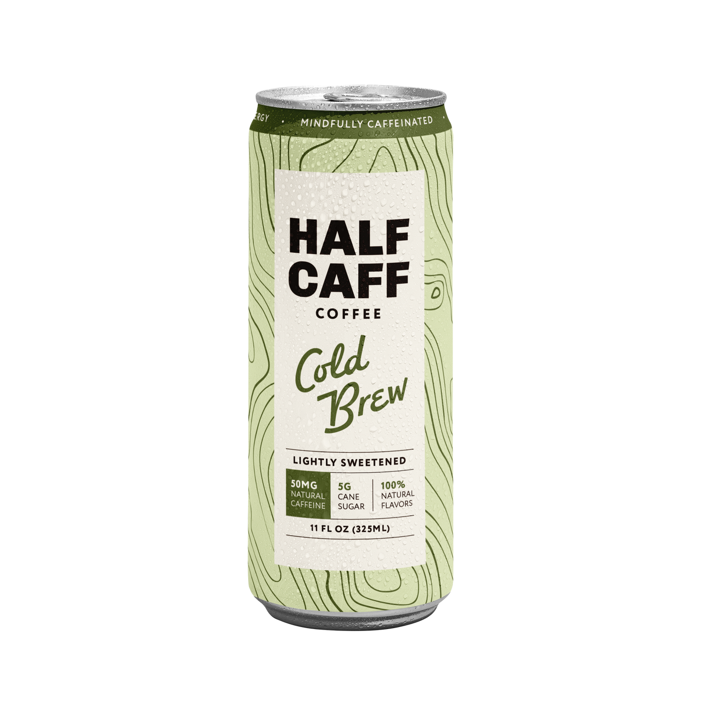 Half-caffeinated cold brew canned coffee ready to drink for half-caff coffee