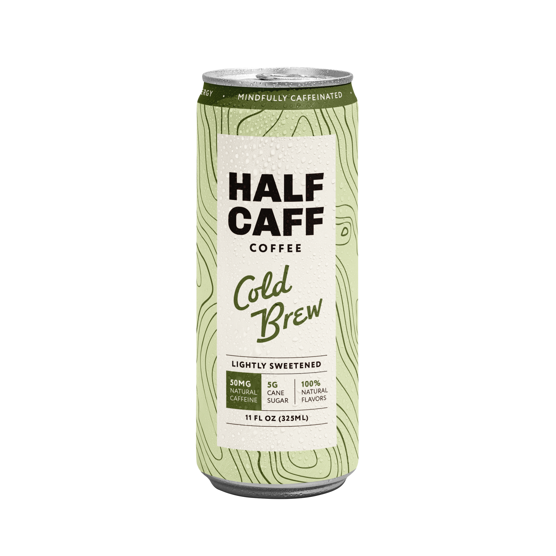 Half-caffeinated cold brew canned coffee ready to drink for half-caff coffee