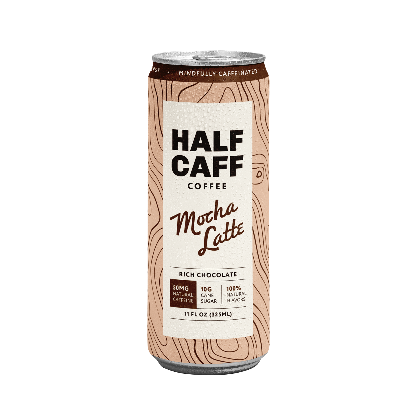 Half-caffeinated mocha latte canned coffee ready to drink for half-caff coffee